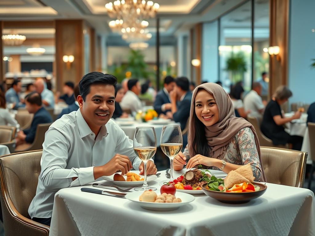 A couple dining at a restaurant in Jakarta
