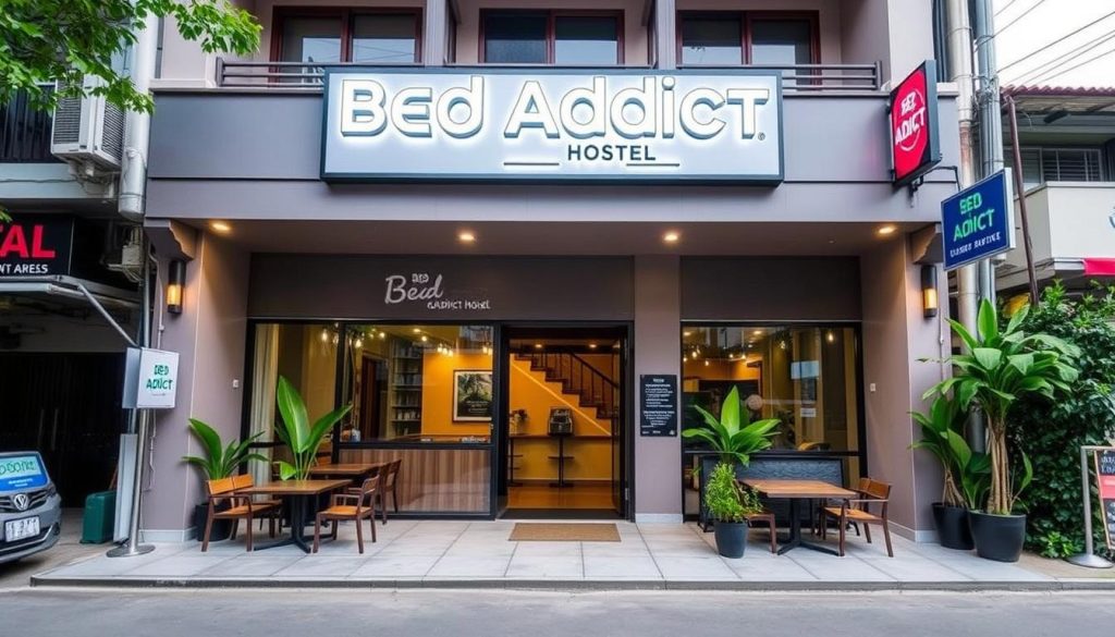 Bed Addict Hostel in Nimman area showing modern design and social spaces Bed Addict Hostel in Nimman area showing modern design and social spaces