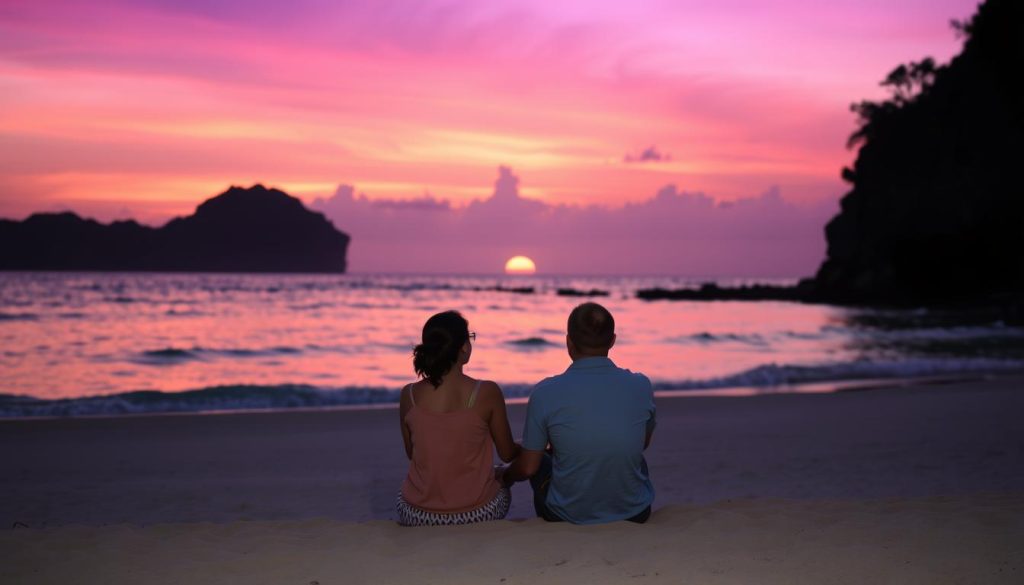 Friends watching sunset on Phuket beach - Phuket travel guide conclusion
