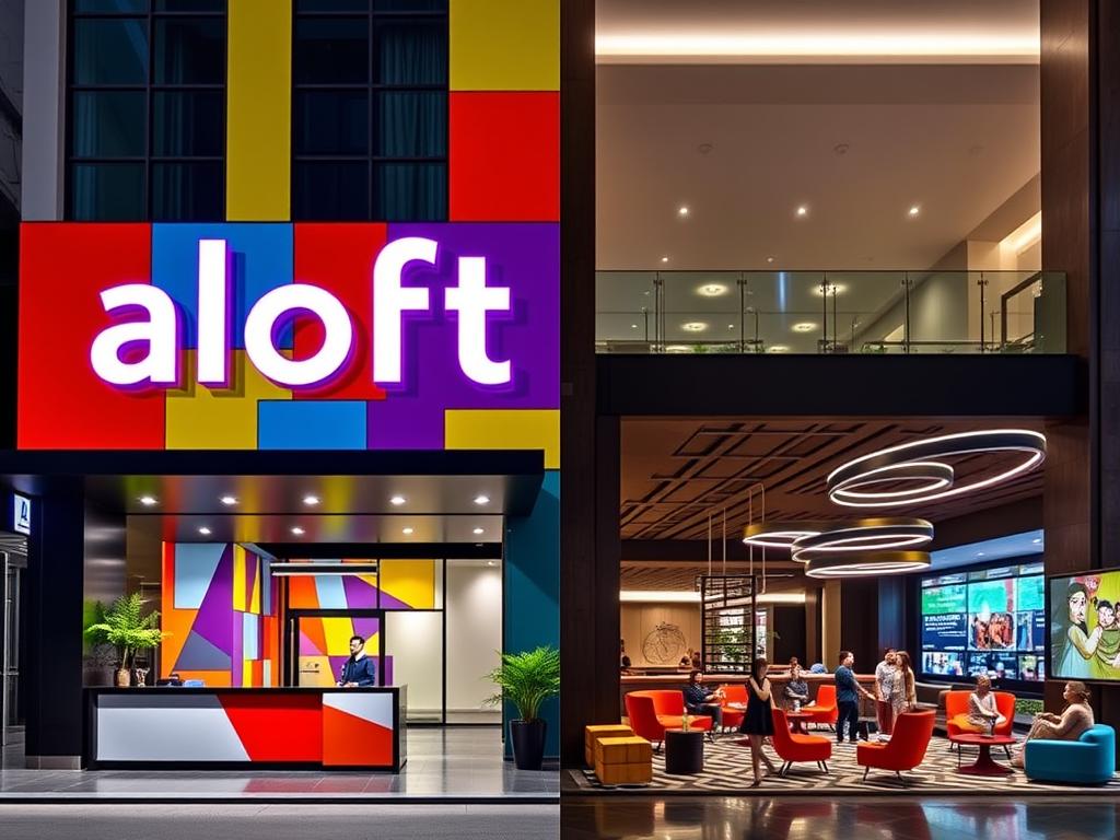 Exterior and lobby of Aloft Bangkok showing its trendy design and central location near Nana nightlife Exterior and lobby of Aloft Bangkok showing its trendy design and central location near Nana nightlife