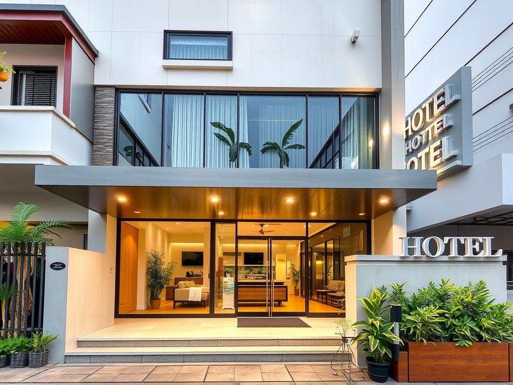 Exterior view of a guest-friendly hotel near Bangla Road in Phuket Exterior view of a budget-friendly hotel near Bangla Road