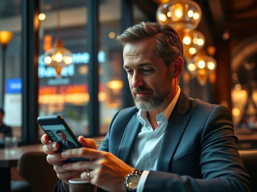Young traveler reviewing Coffee Meets Bagel profile in Bangkok restaurant