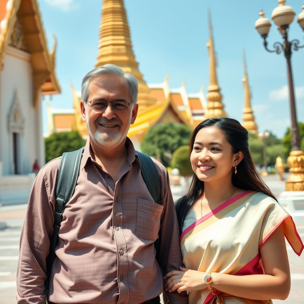 Travelers exploring temple in Bangkok