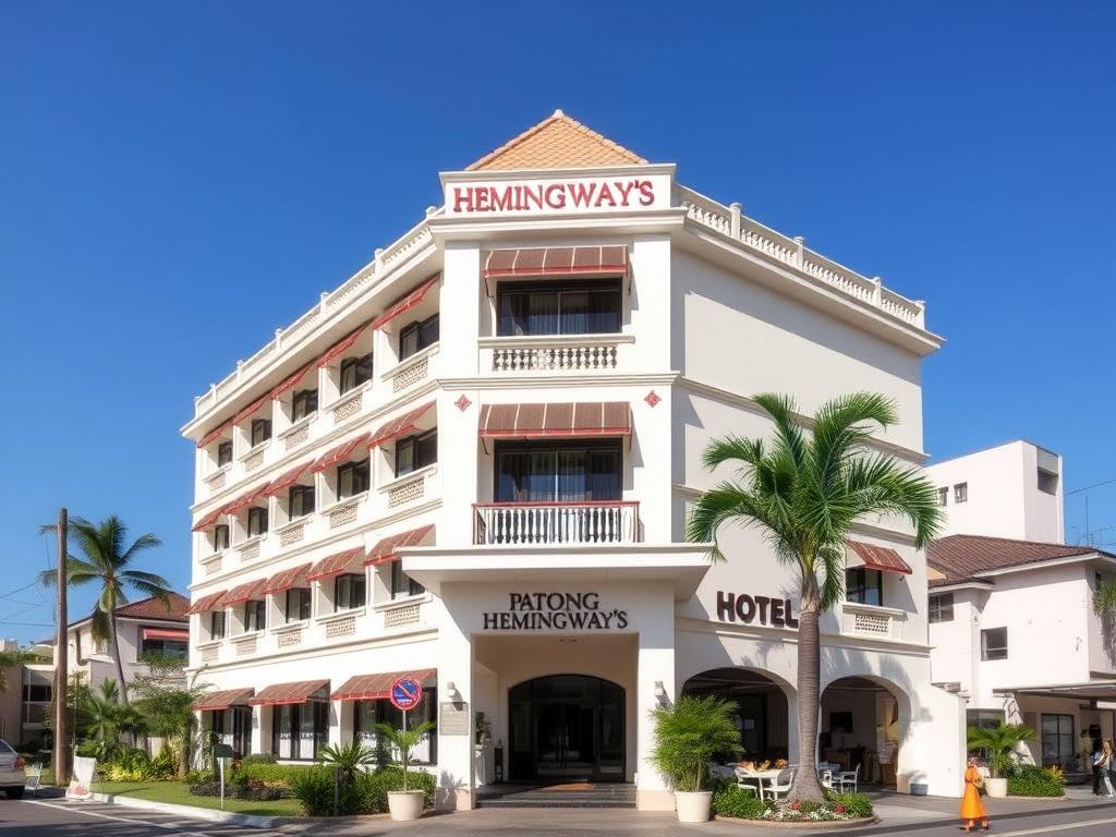 Patong Hemingway's Hotel exterior view, a popular Phuket friend friendly hotel near Bangla Road Patong Hemingway's Hotel exterior view, a popular Phuket friend friendly hotel near Bangla Road