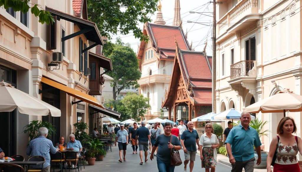 Street scene in Chiang Mai showing the relaxed atmosphere where young travelers often hang out Street scene in Chiang Mai