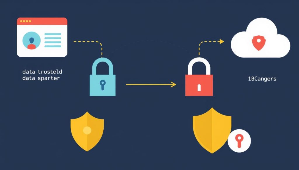 18Candles privacy policy data sharing illustration showing secure data transfer between entities