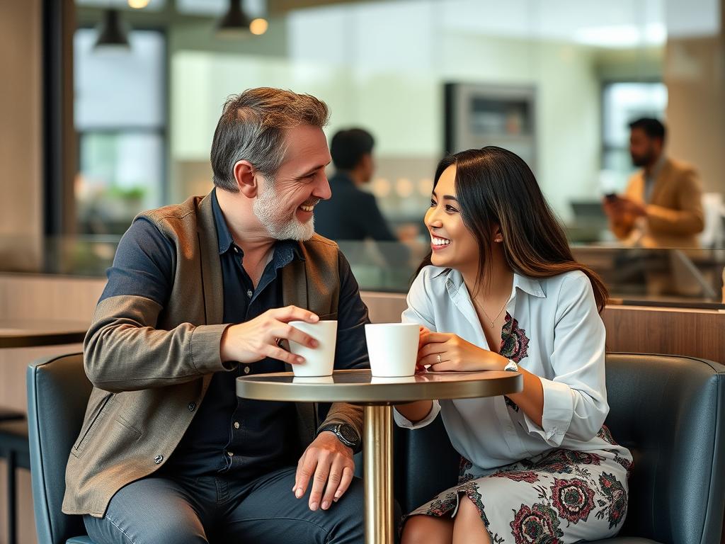 Young travelers enjoying conversation at a café in Bangkok