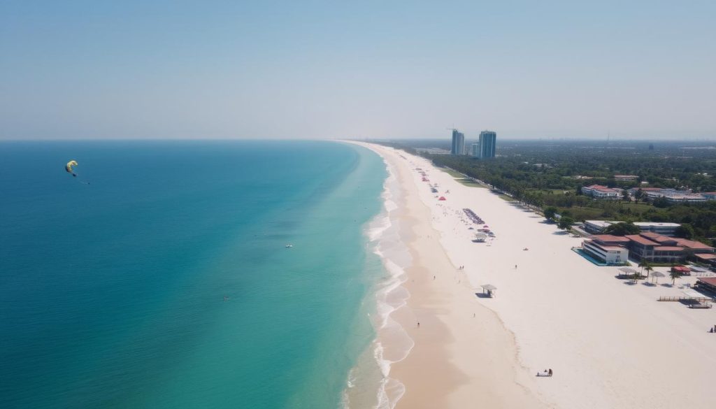 Aerial view of Jomtien Beach with water sports activities Aerial view of Jomtien Beach with water sports activities