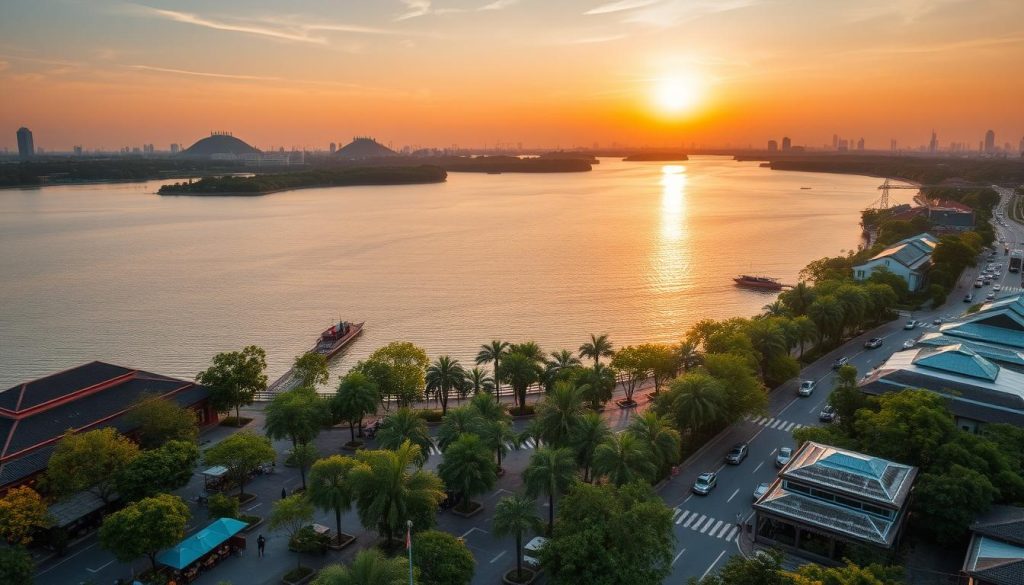 Aerial view of West Lake (Tay Ho)