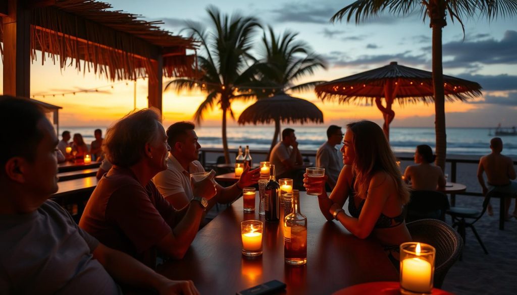 Beachfront bar in Da Nang at sunset with ocean views
