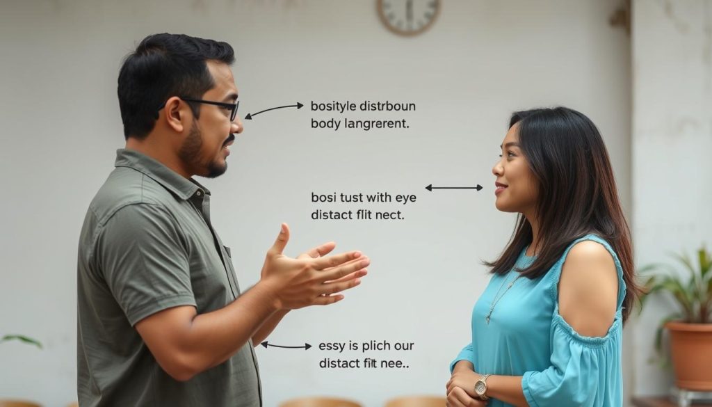 Body language demonstration of respectful interaction