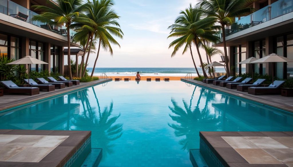 COMO Uma Canggu beachfront view and pool area, trendy base for Bali adventures