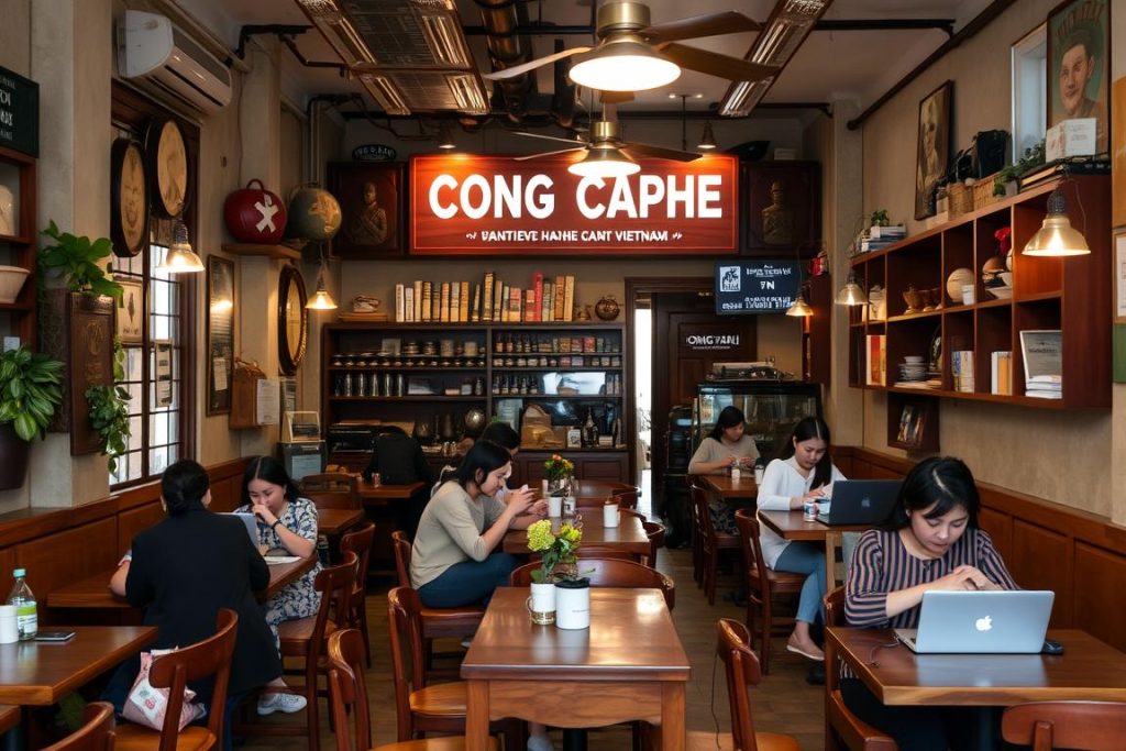 Cong Caphe in Hanoi where young travelers can meet new people