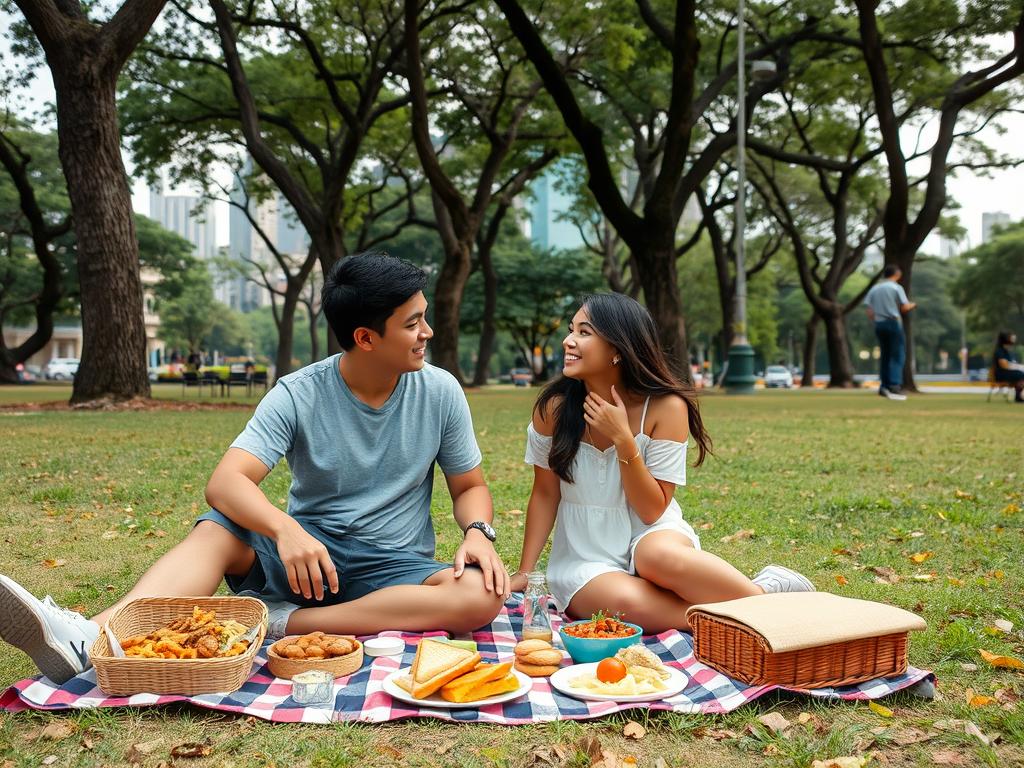 Budget-friendly social Travelers enjoying a budget-friendly meetup in a Manila park