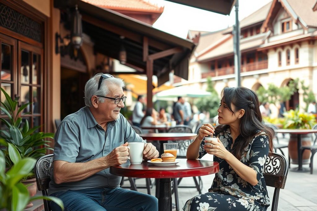 Friends enjoying coffee at a relaxed cafe in Chiang Mai