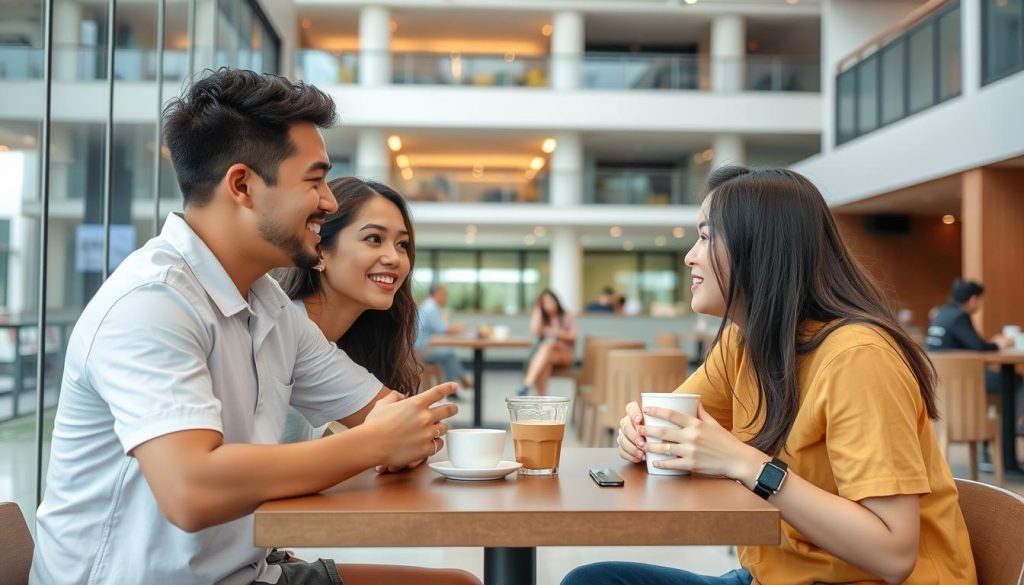 Couple enjoying coffee at an IT Park café in Cebu