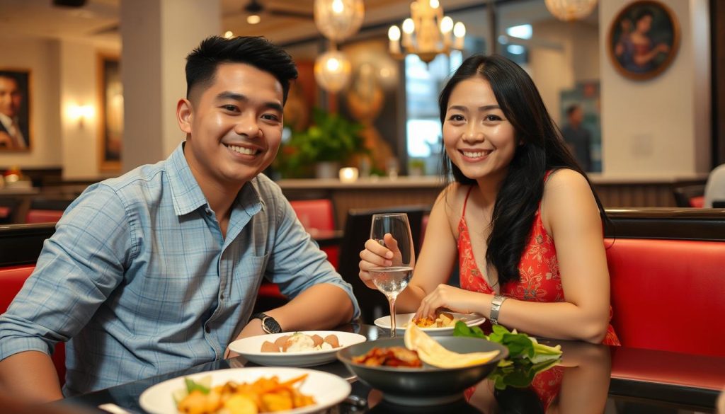 Couple enjoying dinner at a restaurant in Cebu