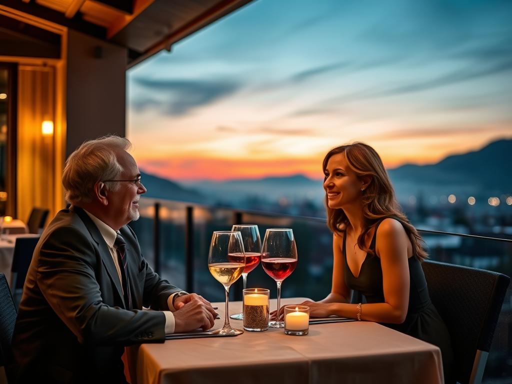 Young travelers enjoying rooftop dining with mountain views in Chiang Mai