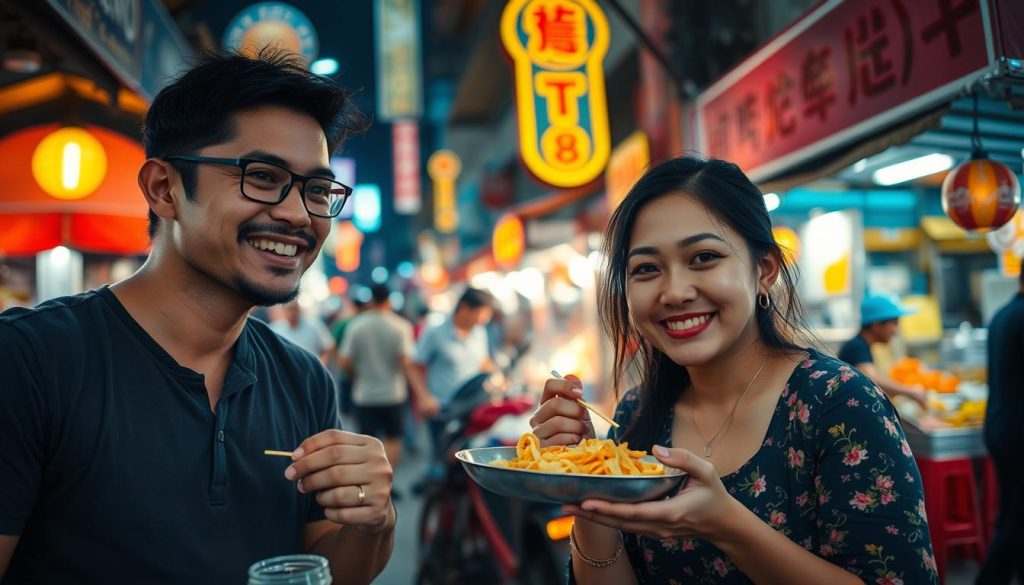 Friends enjoying street food at a bustling night market in Ho Chi Minh City cost of exploring ho chi minh city for young travelers