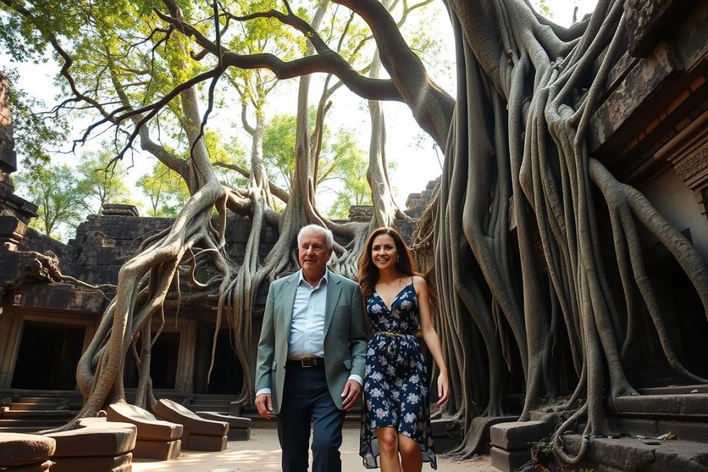 Travelers exploring Ta Prohm temple in Siem Reap Travelers exploring Ta Prohm temple in Siem Reap