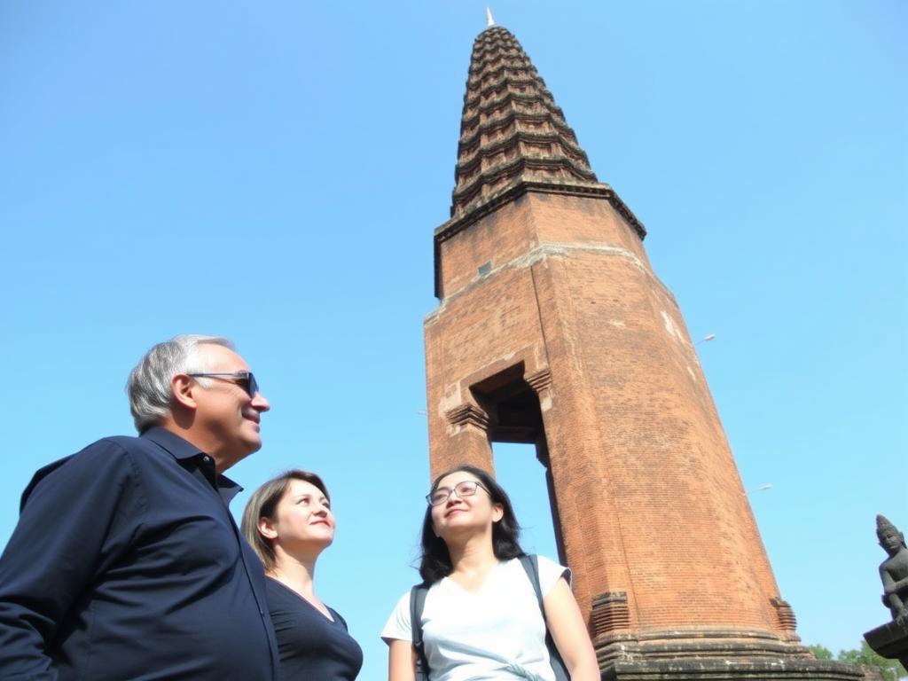 Young travelers exploring Wat Chedi Luang in Chiang Mai Old City