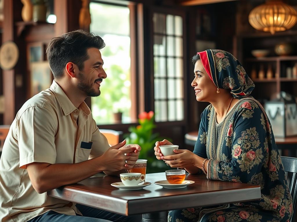 Meeting people in a cafe