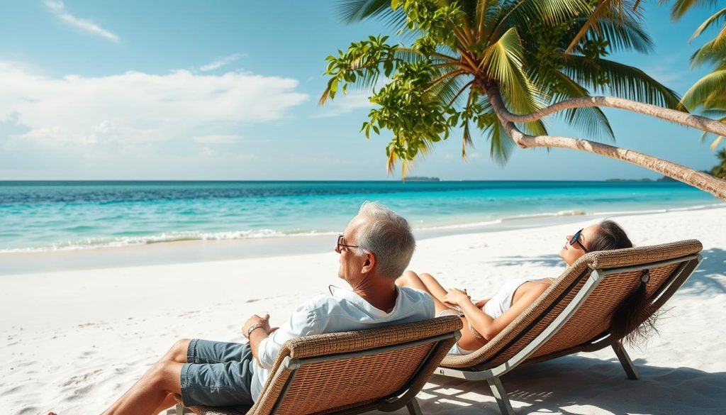 Travelers relaxing on a beach in Koh Rong