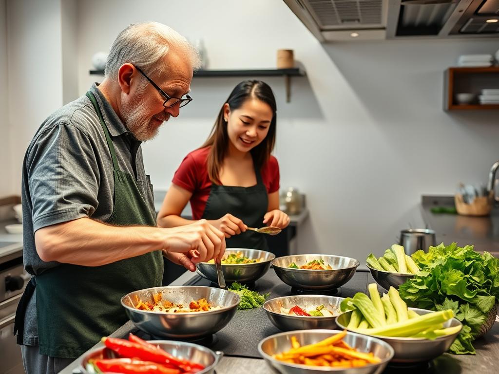 Travelers taking Vietnamese cooking class in Da Nang