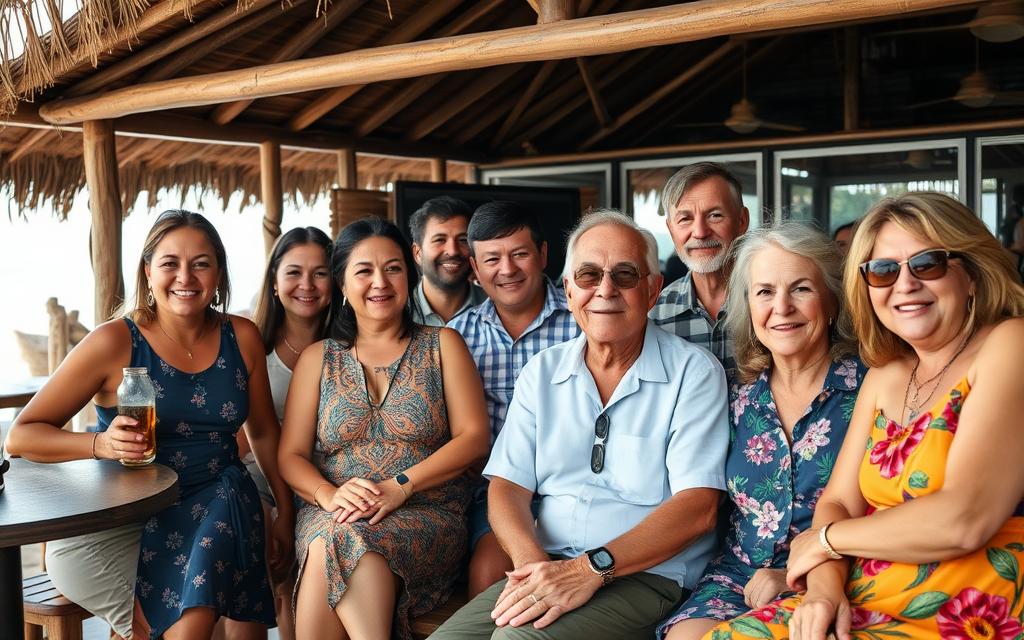 Diverse group of travel app users in Bali Diverse group of travel app users in Bali