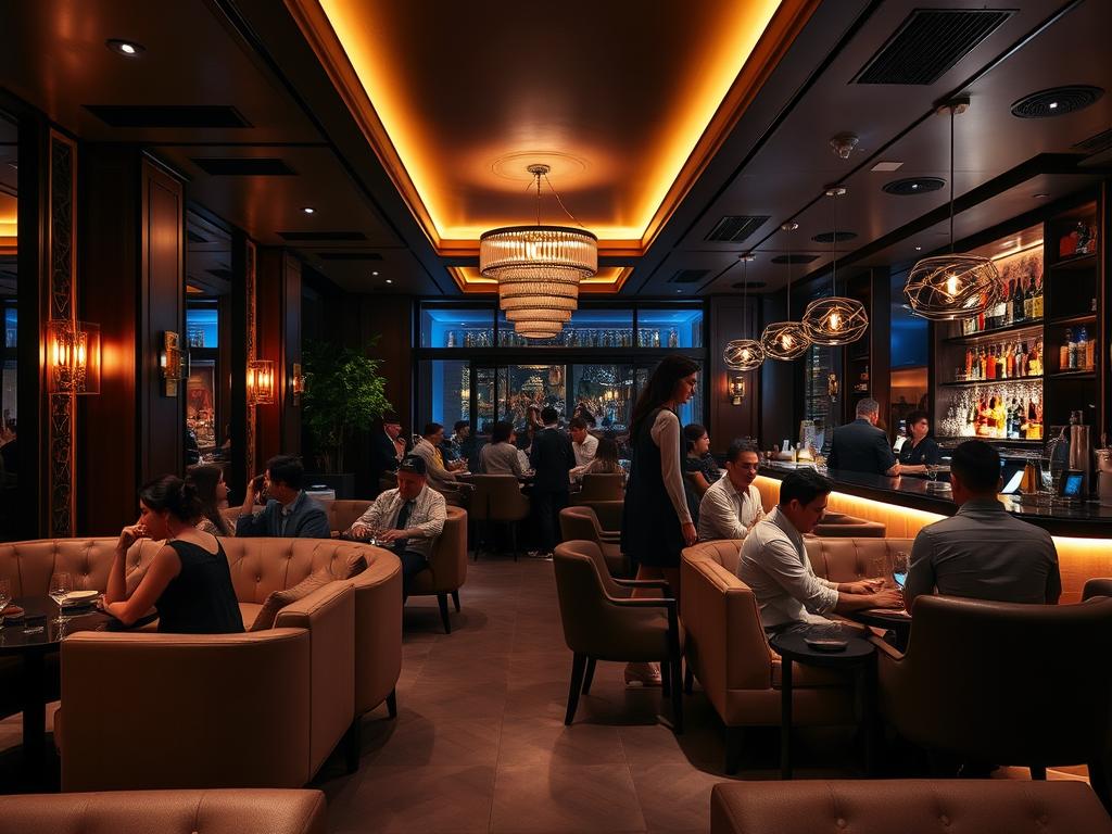 Elegant lounge bar in Saigon with comfortable seating and sophisticated atmosphere