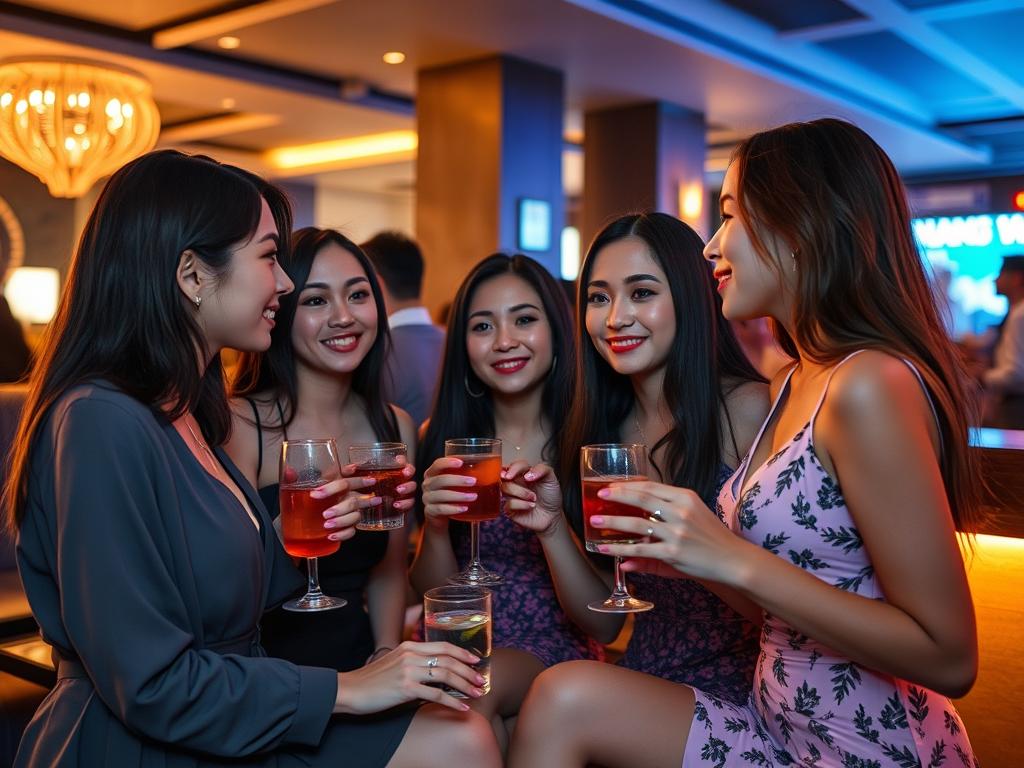 Group of young people enjoying drinks