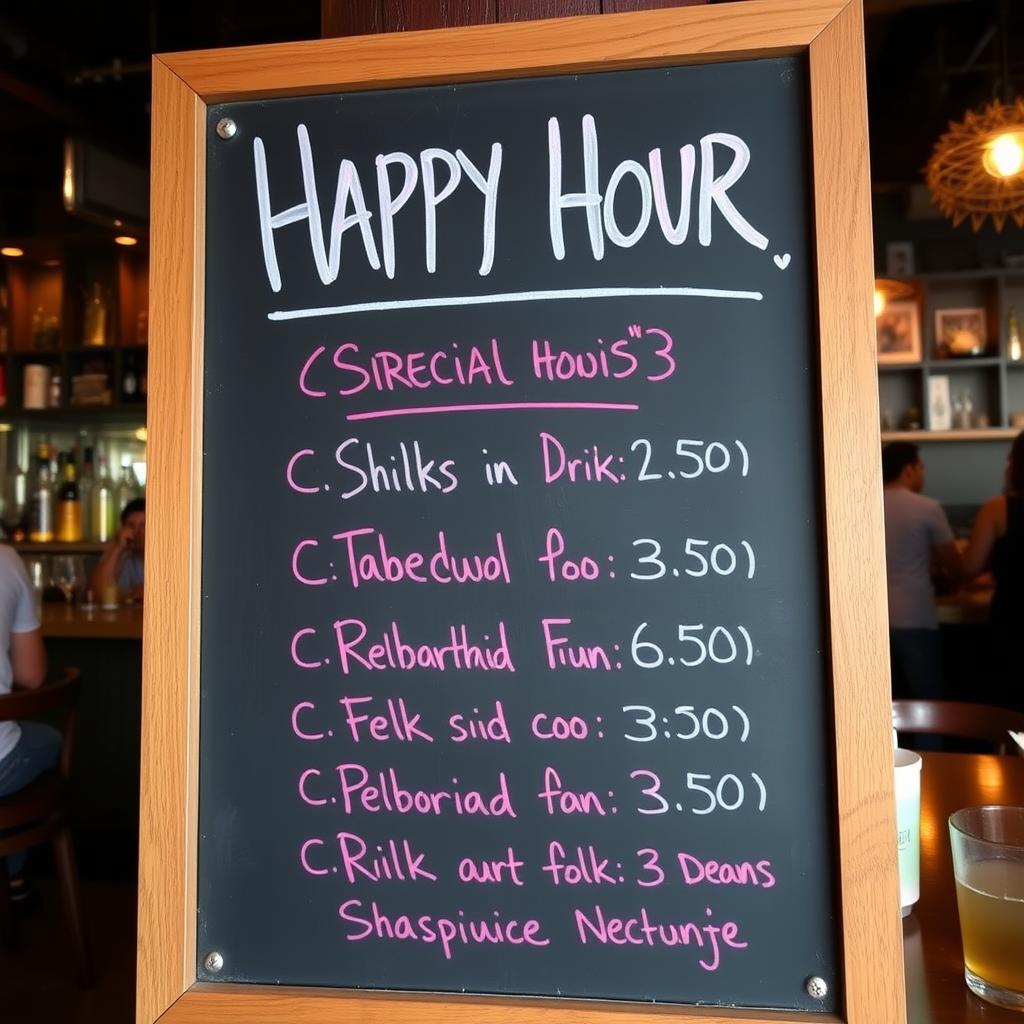 Happy hour Happy hour specials board at a Manila restaurant