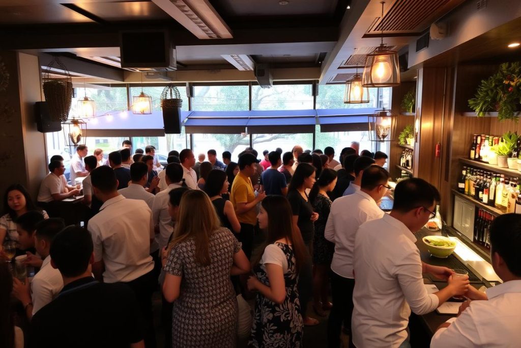 Lively Kemang bar with mixed crowd of locals and expatriates enjoying Jakarta nightlife Lively Kemang bar with mixed crowd of locals and expatriates enjoying Jakarta nightlife