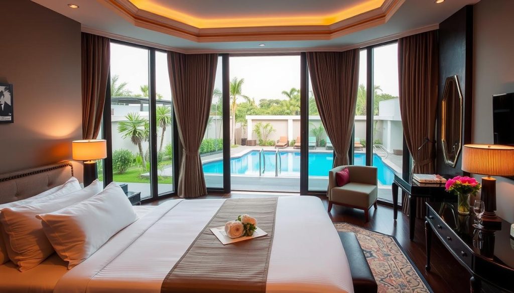Luxury hotel room with pool view in Siem Reap Luxury hotel room with pool view in Siem Reap