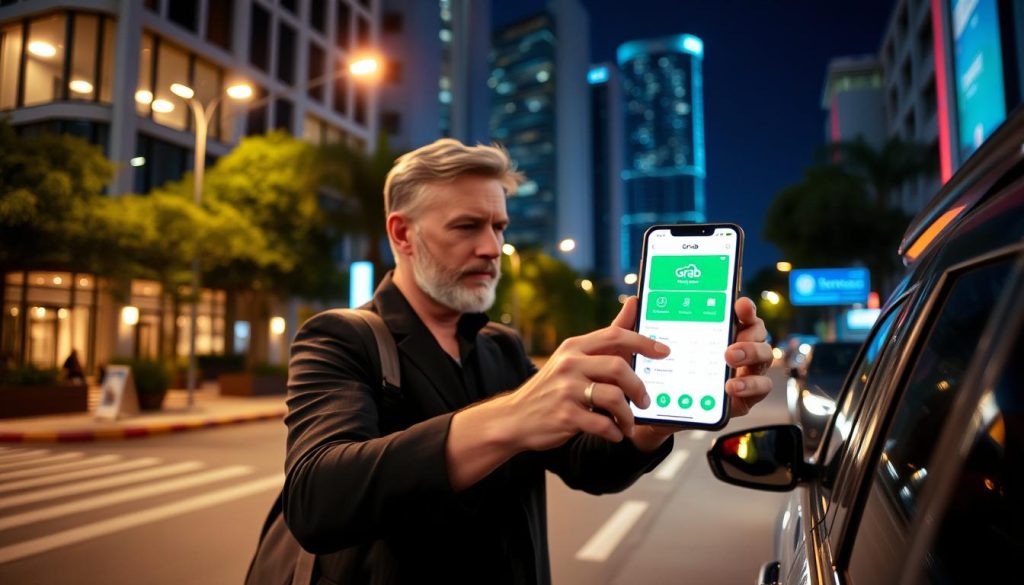 Using Grab app for transport