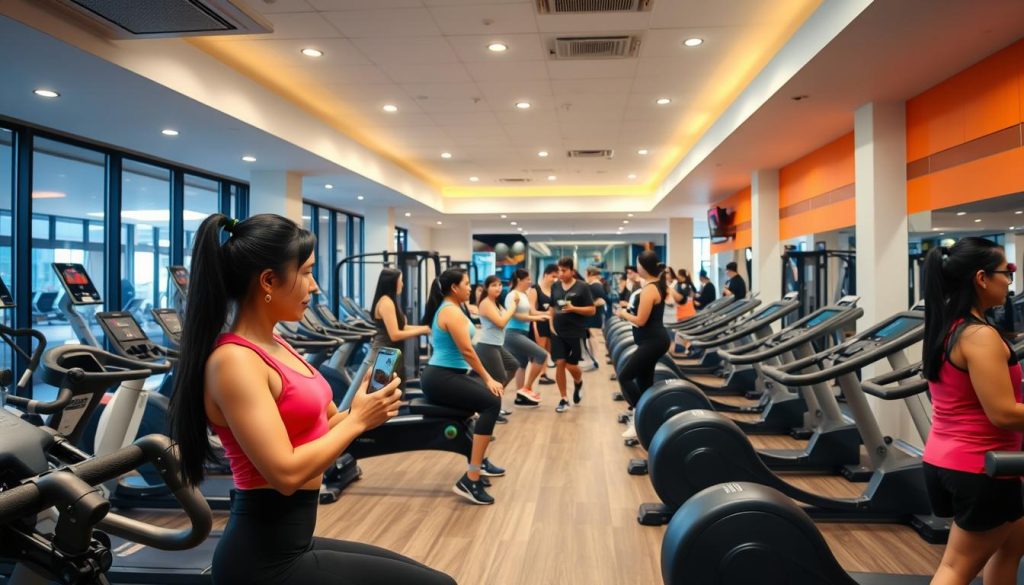 Modern gym in Cebu with young travelers exercising