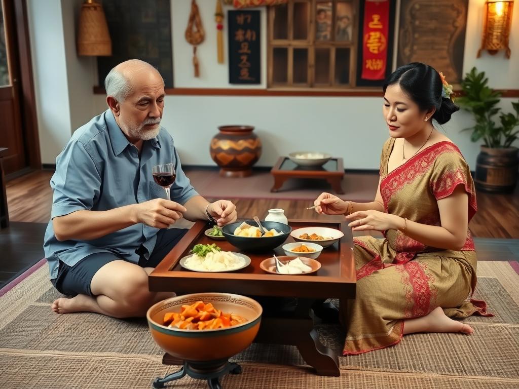 Travelers enjoying a traditional Khantoke dinner in Chiang Mai