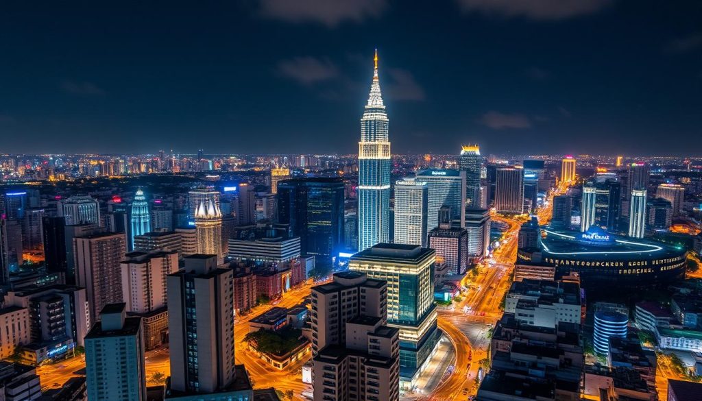 Skyline view of Makati district in Manila showing social-friendly hotels near nightlife