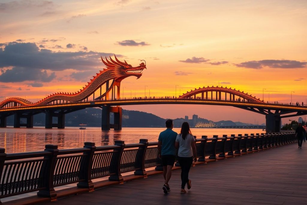 Dragon Bridge in Da Nang Dragon Bridge sunset