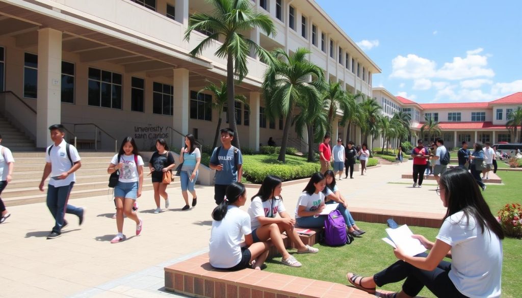 University campus in Cebu with students socializing