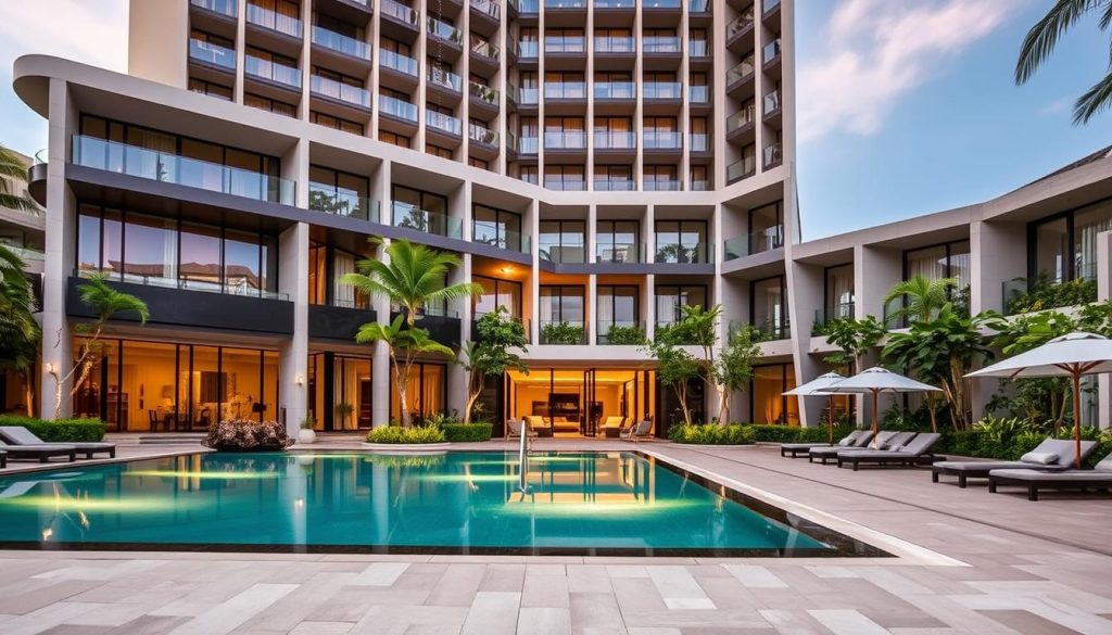 W Bali Seminyak hotel exterior and pool area, popular for Bali visitors