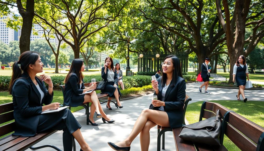 Young people relaxing at Ayala Triangle Gardens
