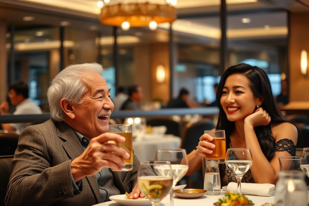 Group of friends enjoying Angeles City nightlife at a restaurant