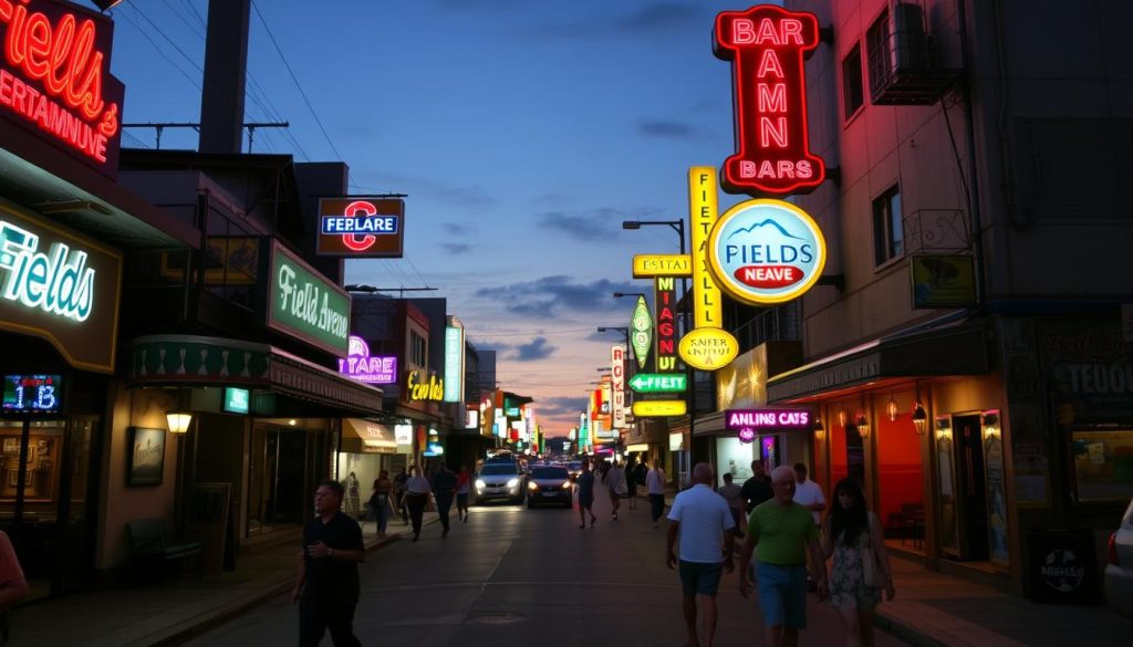 Fields Avenue in Angeles City showing various bars and clubs