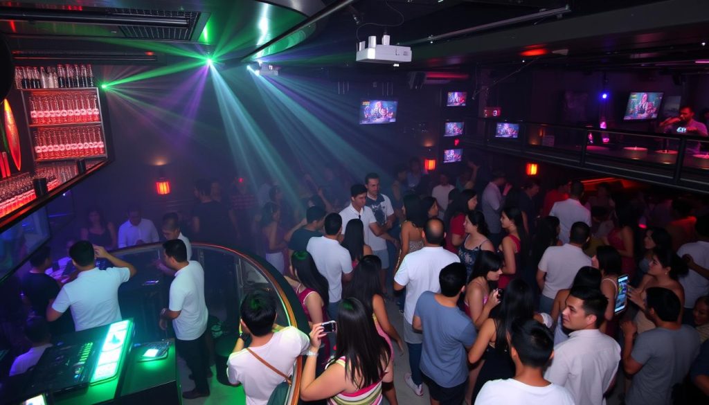 Nightclub in Angeles City showing the dance floor and bar area