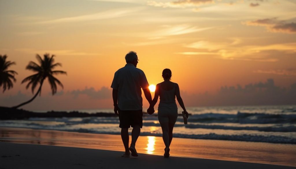 Sunset beach scene
